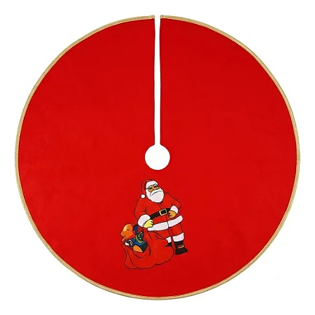 Saia Para Árvore De Natal Papai Noel Vermelha 90 Cm