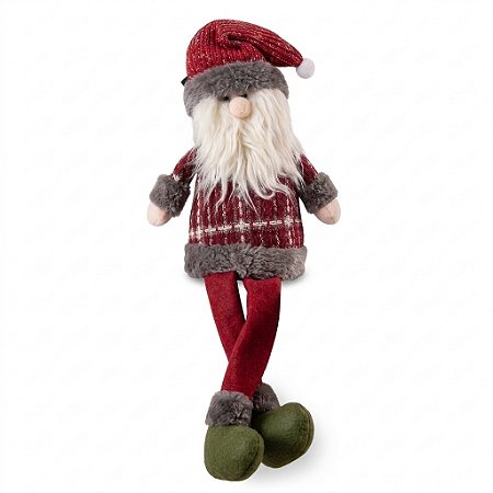 Boneco De Neve Natalino Sentado Xadrez 40cm Em Poliéster