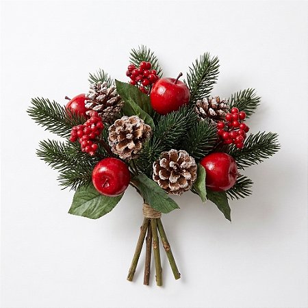 Kit 6 Buquês Flor De Natal Cereja Decoração Vermelho 15 Cm
