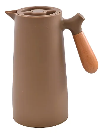 Garrafa Térmica Alça Madeira Curvada 1 Litro Marrom Wincy Marrom