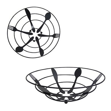 Fruteira Preta de Metal Reforçado 28Cm Preta