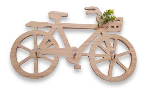 Porta Chave Bicicleta De Madeira Mdf Enfeite 40 Cm