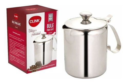 Bule Para Café E Leite, Em Aço Inox 600ml Clink Luxo