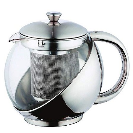Bule Para Chá De Vidro E Inox 800ml - Kehome