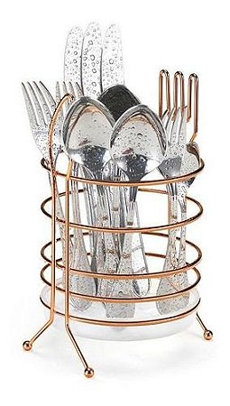 Porta Talheres E Utensílios Pia Ou Mesa Rose Gold Cobre