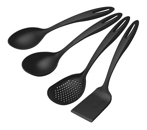 Jogo Utensílios Tramontina Ability Nylon Preto 4 Peças