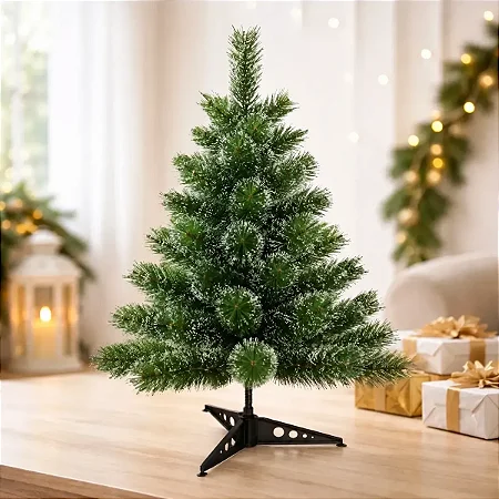 Árvore Pinheiro De Natal Luxo Verde Com Neve 60cm