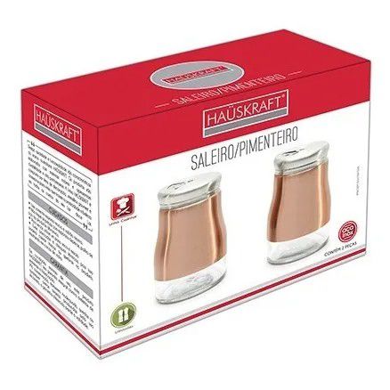 Saleiro Pimenteiro Vidro Em Aço Inox Rose Gold Hauskraft