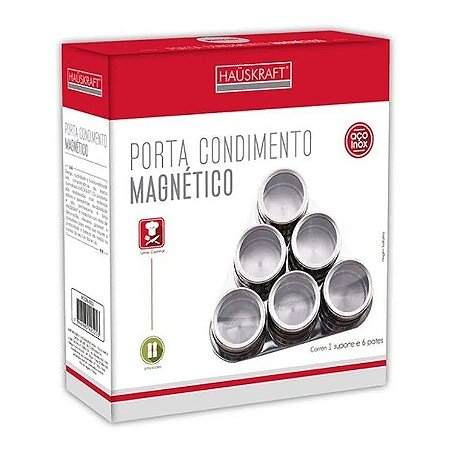Porta Condimento Triangular Magnético Inox 6 Peças Haüskraft
