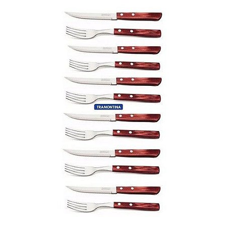Jogo Com 12 Peças Polywood Aço Inox Madeira Tramontina Original
