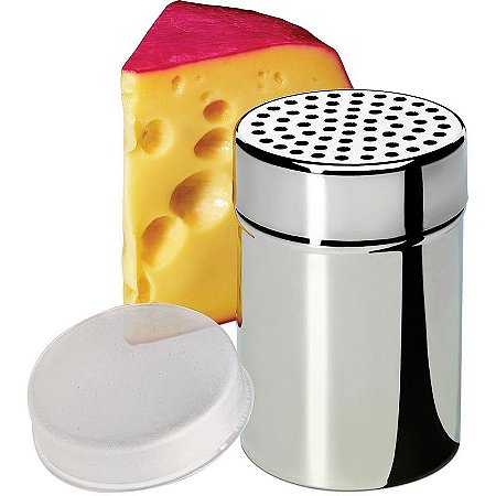 Queijeira Porta Queijo Ralado Em Aço Inox Com Tampa 9 Cm