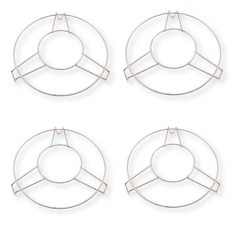 Kit 4 Descanso Panela 20 Cm Redondo Metal Cromado Cozinha