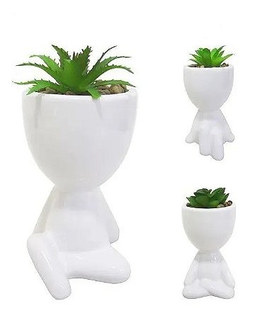 Vaso Decorativo Para Planta Suculenta Robert Plant Branco