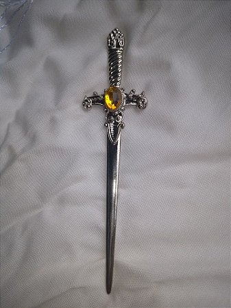 Punhal Cigano Prateado com Pedra