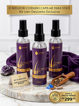 kit 3 UND DermaHair Tônico Capilar