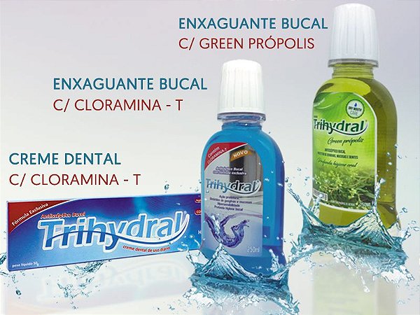 Kit - 4 x Creme Dental 50g: Cloramina-T + 4 x Enxaguante 250ml: Cloramina-T + 4 x Enxaguante 250ml: Green Própolis