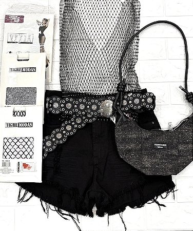 Blusa/cropped arrastão com strass
