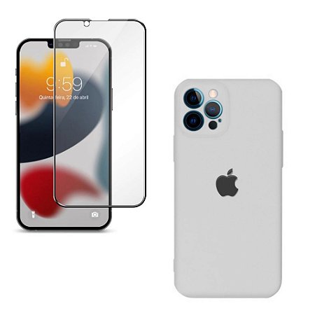 Kit Capa C/ Proteção iPhone 12 Pro Max Branco e Película 3D