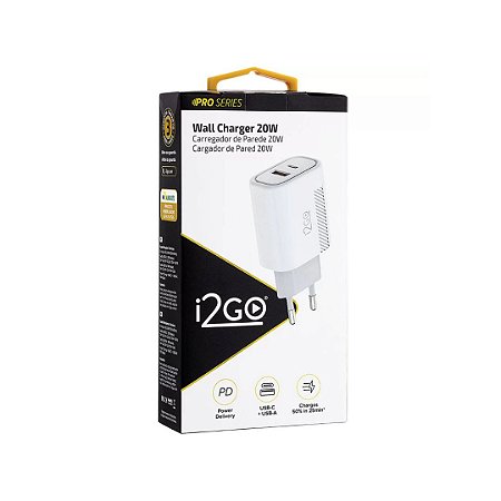 Carregador de Parede 1 USB-C Pro Series 20W I2GO -Branco
