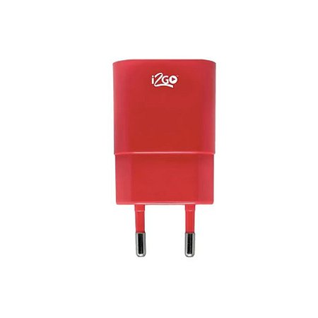 Carregador de Parede 1 USB 1 Amp I2GO - Vermelho