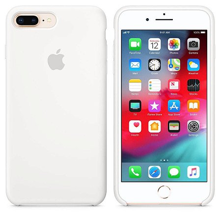 Capa Case Aveludada Silicone para iPhone 7 8 Plus - Branca