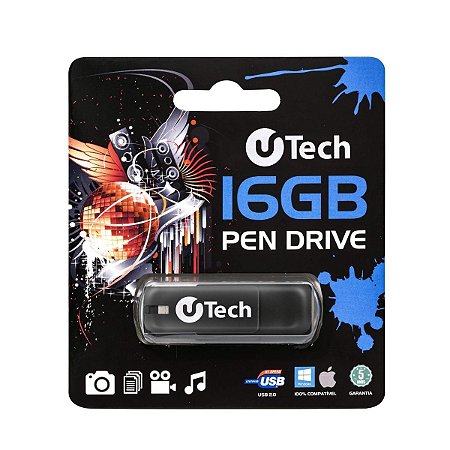 Pen Drive 16gb Preto Utech 2.0 Original Lacrado