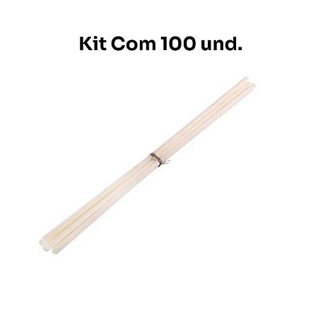 KIT 100 VARETAS FIBRA DE ALGODAO BRANCA 0,4X25CM