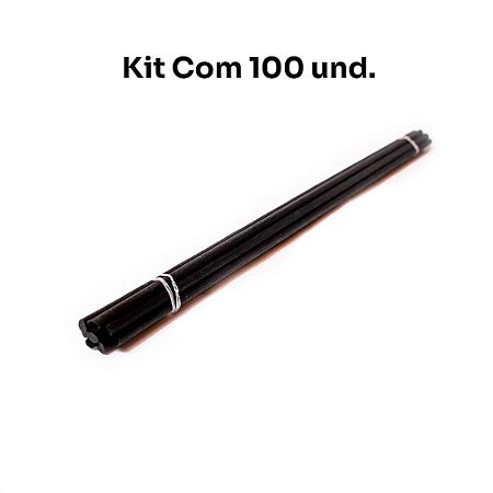 KIT 100 VARETAS FIBRA DE ALGODAO PRETA 0,4X25CM