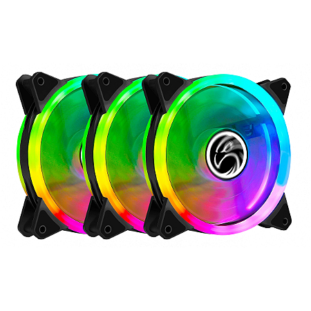 KIT COOLER COM 3 PARA GABINETE 12X12 CM COM CONTROLE BRAZILPC BPC-KDL-ARGB