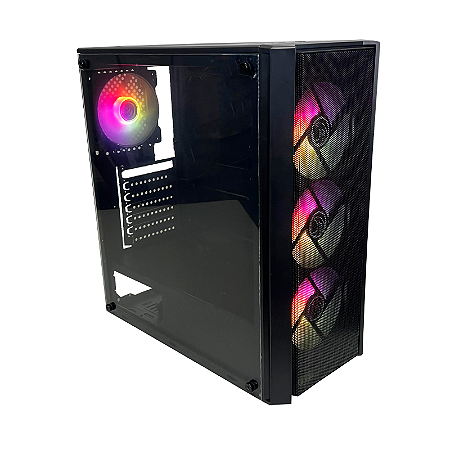 GABINETE ATX BRAZIL PC GAMER BPC-T02B PRETO COM 4 COOLER 1xUSB3.0 | 2xUSB | LATERAL DE VIDRO | FRENTE MASH