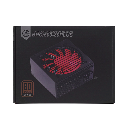 FONTE ATX 500W 80PLUS BRONZE BRAZILPC BPC/500-80PLUS SM 24 PINOS BOX