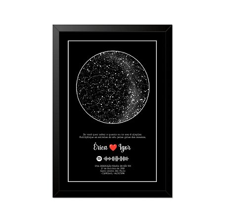 Quadro Mapa Das Estrelas 23x33cm Com Moldura E Vidro