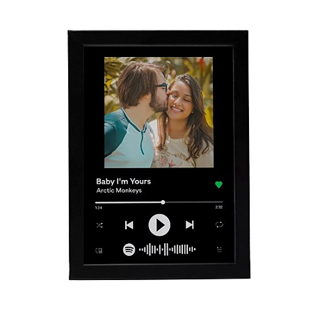 Quadro Interativo com Código de Música Spotify - Fundo Preto