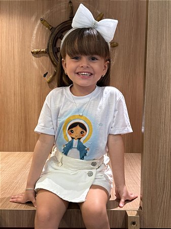Camiseta Infantil Branca Nossa Senhora das Graças
