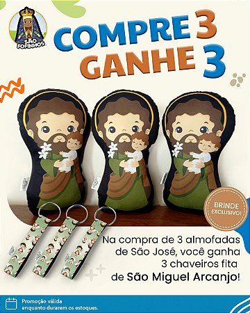 Fofinhos em Triplo: 3 São José + 3 Chaveiros São Miguel