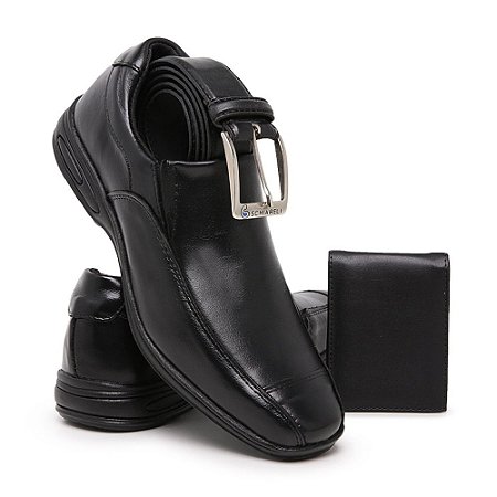 kit sapato social masculino couro legitimo