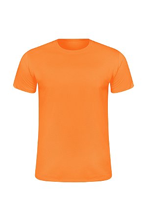 Camiseta Masculina Básica Gola Careca-Malha 100% Poliéster Fiado-Cor Laranja  - Konfex Camisetas Para Sublimação