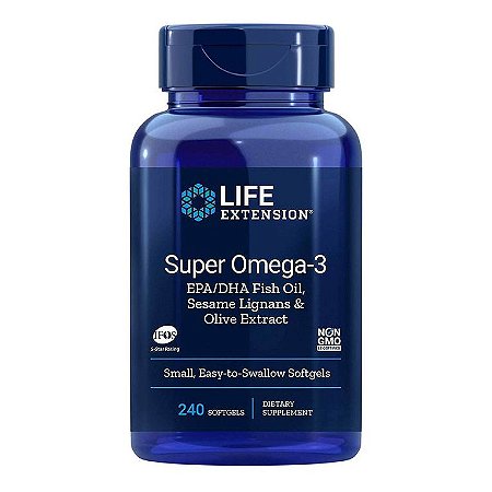 Life Extension, Super Omega-3 EPA / DHA com Lignanas de Sésamo e Extrato de Oliva - 240 Cápsulas
