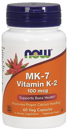 MK-7 com Vitamina K-2 100 mcg - Now Foods - 60 cápsulas - Frete Grátis