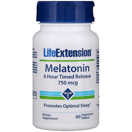 Melatonina 750 mcg - Liberação Gradual (6 horas) - Life Extension - 60 tablets (hormônio do sono)