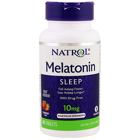 Melatonina 10 mg Fast Dissolve sublingual sabor Morango - Natrol - 60 comprimidos