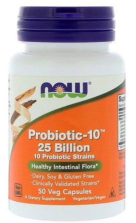 Probiótico 10 - 25 Bilhões - Now Foods - 50 Cápsulas