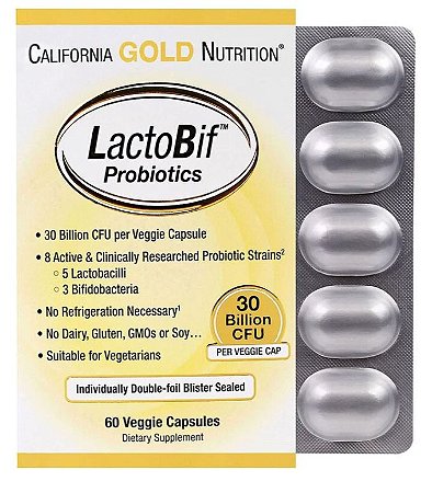 Probiótico 30 Bilhões UFC - California Gold Nutrition - 60 Cápsulas