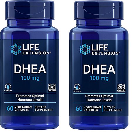 Life Extension, DHEA 100mg - 2 frascos total 120 cápsulas