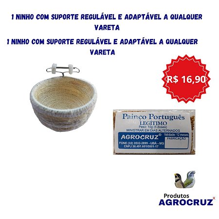 1 NINHO COM SUPORTE REGULÁVEL E  ADAPTÁVEL A QUALQUER VARETA /Painço Português Legítimo - 10 gramas
