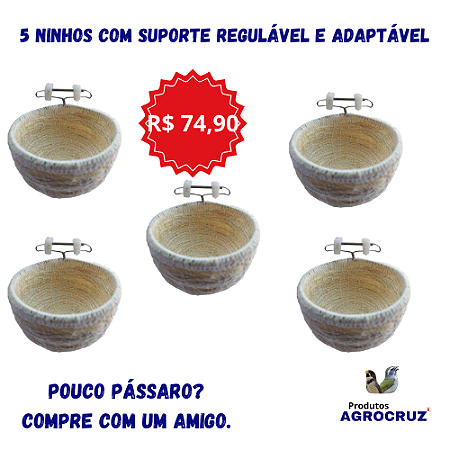 5 NINHOS COM SUPORTE  REGULÁVEL E  ADAPTÁVEL A QUALQUER VARETA