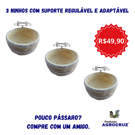 3 NINHOS COM SUPORTE  REGULÁVEL E  ADAPTÁVEL A QUALQUER VARETA