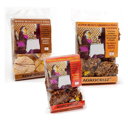 KIT Super Bloco p/ divertir e complementar alimentação de calopsitas
