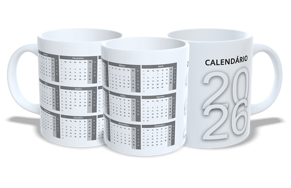 Calendário 2026 - Cinza