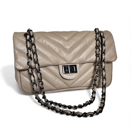Bolsa Alça Corrente Onix Couro Legítimo Paris Nude
